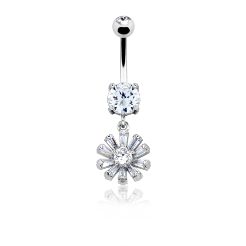 Glistening Rising Sun Cubic Zirconia Belly Button