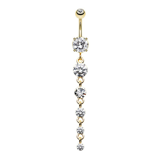 Golden Crystalline Droplets Fall Belly Button Ring