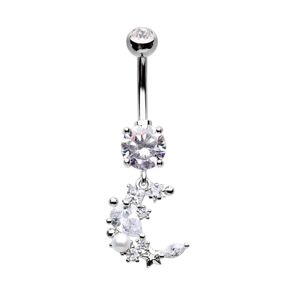 Moon Cluster Cubic Zirconia Belly Button Ring