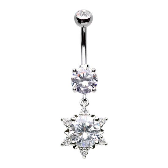 Starbust Cubic Zirconia Belly Button Ring