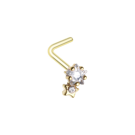 Golden Twinkle Twinkle Little Star L-Shaped Nose Ring