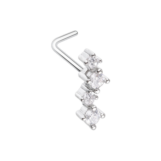 Classic Zig Zag CZ L-Shape Nose Ring