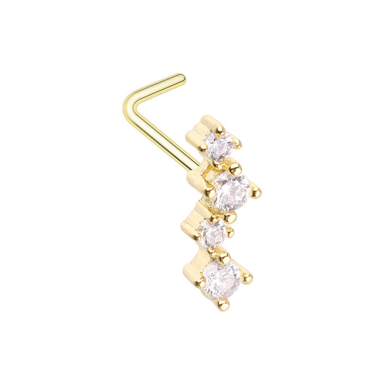 Classic Zig Zag CZ L-Shape Nose Ring