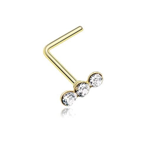 Triple Linear Gem L-Shaped Nose Ring