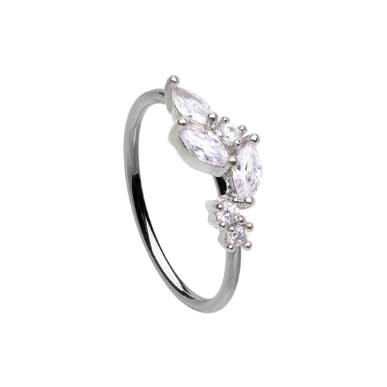 Blooming CZ Marquis Leaf Cluster Bendable Nose Hoop