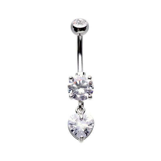 Elegant Heart Drop Cubic Zirconia Belly Button Ring