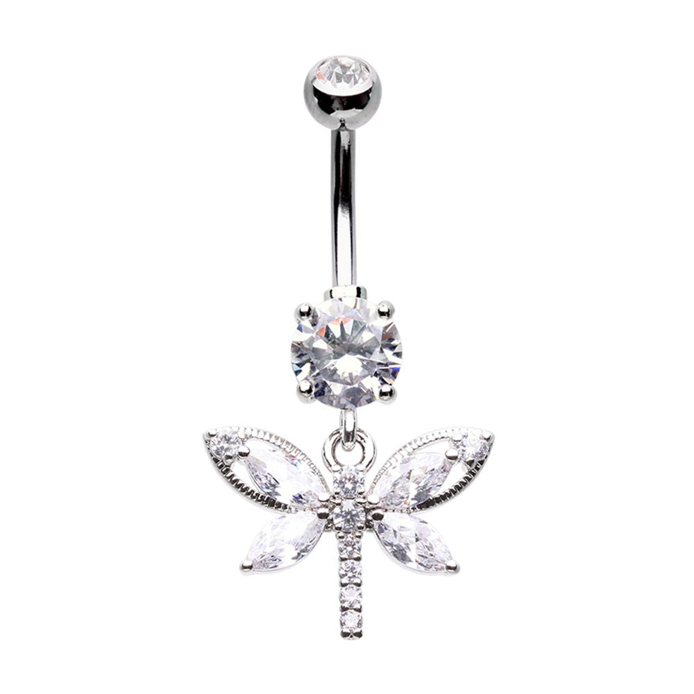 Shimmering Butterfly Sparkle Cubic Zirconia Belly Button Ring