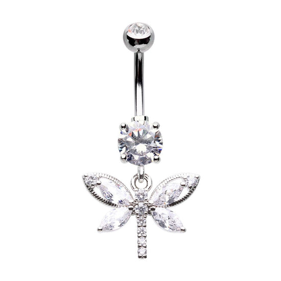 Shimmering Butterfly Sparkle Cubic Zirconia Belly Button Ring