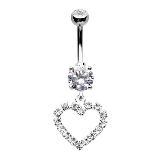 Classic Heart Gem Cubic Zirconia Belly Button Ring