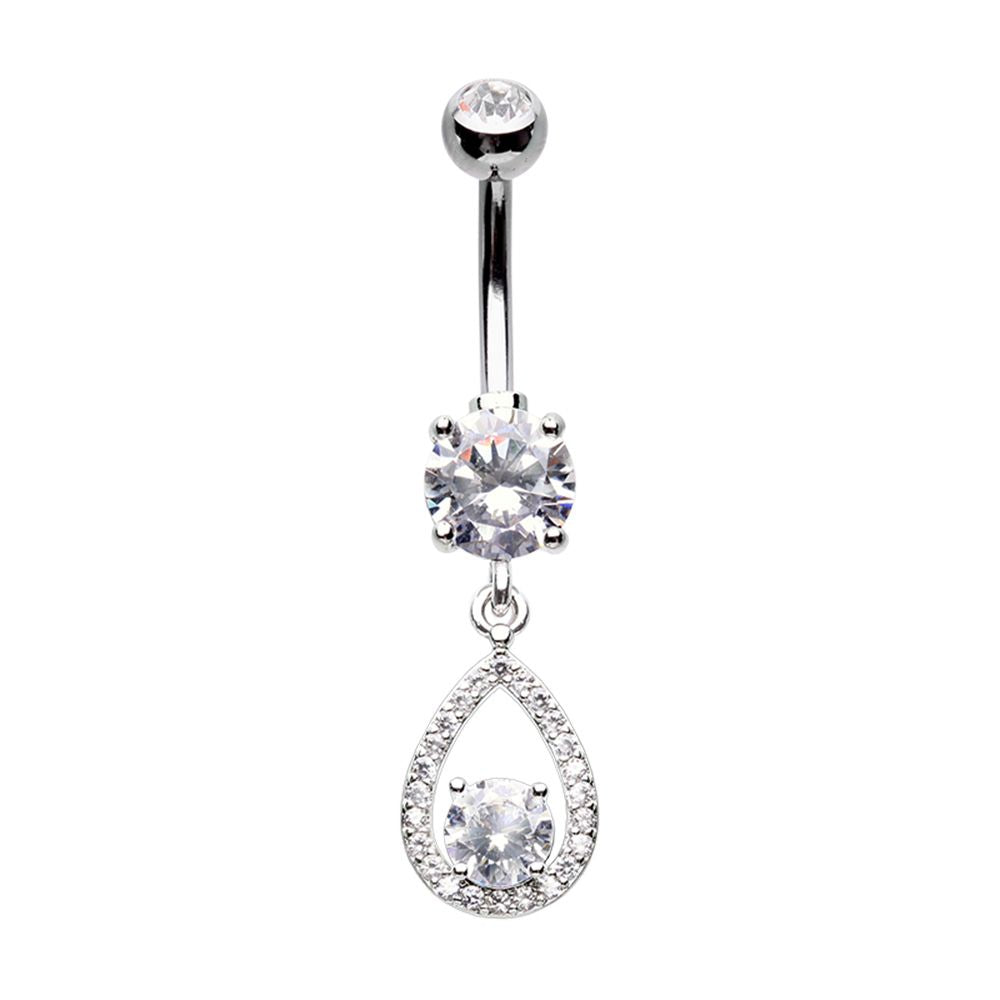 Multigem Dangle TearDrop Cubic Zirconia Belly Button Ring