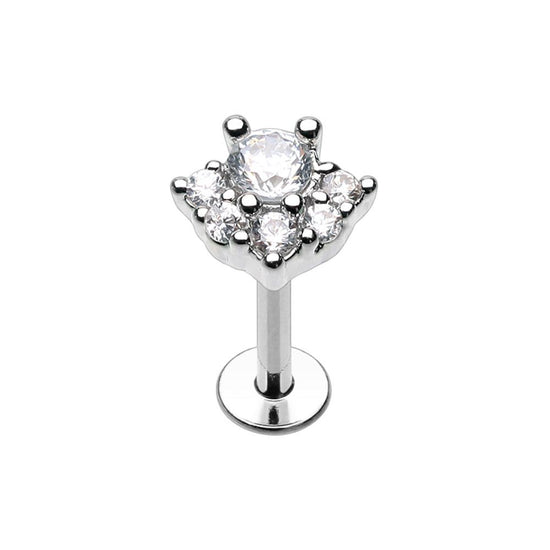 Deluxe Cluster CZ Top Steel Labret